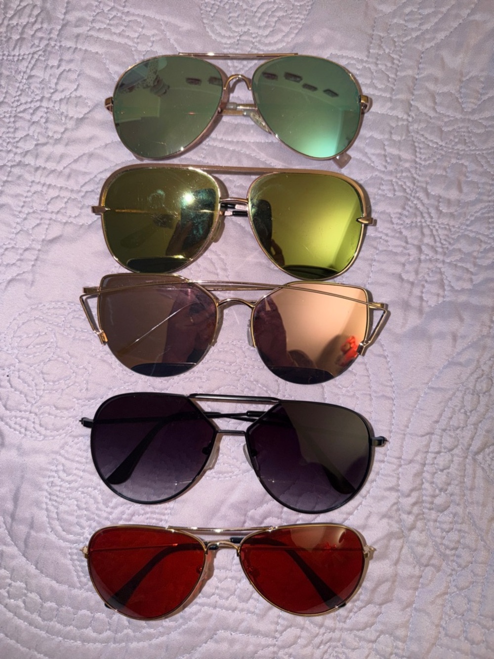 Unbranded Women’s Aviator Sunglasses - Assorted Colored Lenses (Pack of 5)